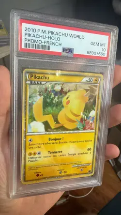 PSA 10 Pikachu Holo Promo French Pikachu World Collection 2010 Japanese Pokemon - Image 4