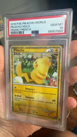PSA 10 Pikachu Holo Promo French Pikachu World Collection 2010 Japanese Pokemon - Image 5