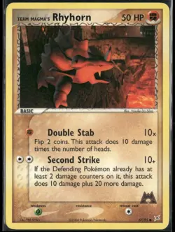 Team Magma's Rhyhorn 67/95 EX Team Magma vs Team Aqua Pokemon English Card (MP) - Image 1