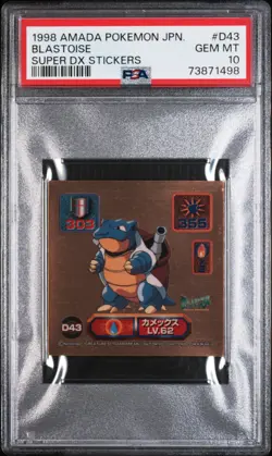 1998 AMADA POKEMON JAPANESE SUPER DX STICKERS #D43 BLASTOISE PSA 10 - Image 1