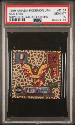 1999 POKEMON AMADA SUPER DX MOLTRES GOLD STICKER #D157 PSA 10 GEM MINT - Image 1