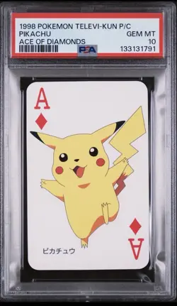 1998 POKEMON TELEVI-KUN MAGAZINE PLAYING CARDS ACE OF DIAMONDS PIKACHU PSA 10 - Image 1