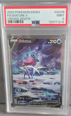 Pokemon Suicune V Crown Zenith GG38 Full Art Holo Ultra Rare PSA 9 - Image 1