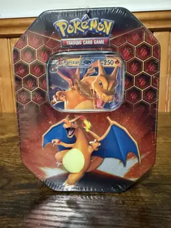 Hidden Fates TIN SEALED Charizard GX (4 Hidden Fates Pokemon Packs) - Image 1