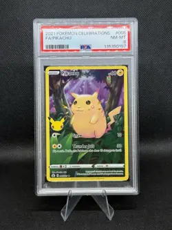 PSA 8 PIKACHU 2021 POKEMON CELEBRATIONS FA 005/025 FULL ART Red NM Mint - Image 1