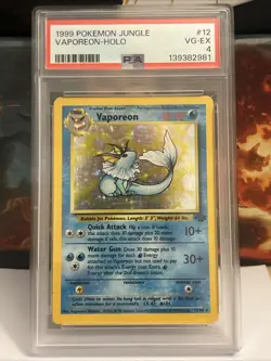 1999 Pokemon Jungle Vaporeon Holo Rare #12/64 PSA 4 VG-EX - Image 1