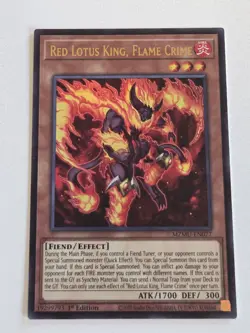 Red Lotus King, Flame Crime MZMU-EN077 Ultra Rare Yugioh Maze of Muertos Mint - Image 1