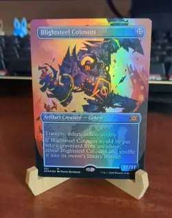 MTG: Blightsteel Colossus BORDERLESS FOIL, NM Double Masters CHASE Creature Card - Image 1