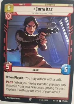 Official Star Wars Unlimited Secrets of Power Cinta Kaz Trading Card #172 - Image 1