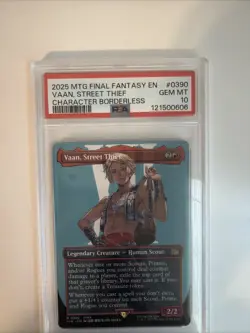2025 MTG FINAL FANTASY CHARACTER BORDERLESS #0390 VAAN, STREET THIEF PSA 10 - Image 1