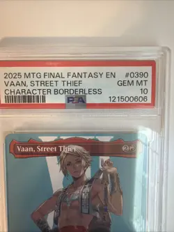 2025 MTG FINAL FANTASY CHARACTER BORDERLESS #0390 VAAN, STREET THIEF PSA 10 - Image 3