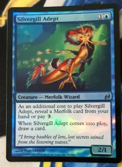 Silvergill Adept FOIL MTG Lorwyn Blue Uncommon Creature Heavily Played x1 OC1 - Image 1