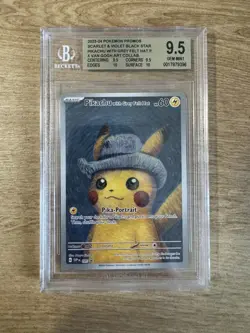 POKEMON PIKACHU X VAN GOGH MUSEUM WITH GREY FELT HAT PROMO BGS 9,5| BEST 9,5! - Image 1