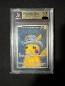 POKEMON PIKACHU X VAN GOGH MUSEUM WITH GREY FELT HAT PROMO BGS 9,5| BEST 9,5! - Image 3