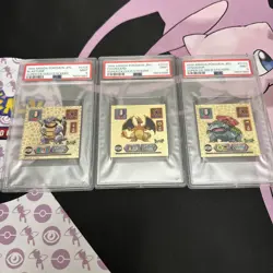 Pokemon Amada Super DX Gold Blastoise Charizard and Venusaur PSA 9 Set - Image 1