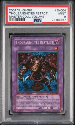 2004 YU-GI-Oh! Master Collection Volume 1 EN004 Thousand-Eyes Restrict - PSA 9 - Image 1