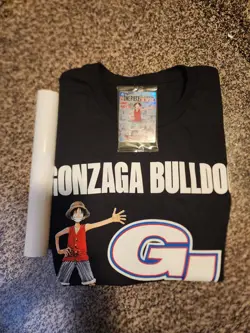 One Piece Monkey.D.Luffy College Basketball Promo Card + Gonzaga Poster + Shirt - Image 1
