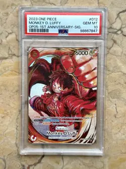 PSA 10 Monkey.D.Luffy Oda Signed # ST01-01 OP05 1ST ANNIVERSARY One Piece Card - Image 1