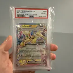 Pokemon Prismatic Evolutions Jolteon ex 030/131 Surprise Box Stamped PSA 8 - Image 1