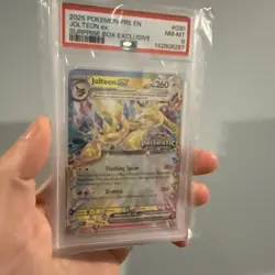 Pokemon Prismatic Evolutions Jolteon ex 030/131 Surprise Box Stamped PSA 8 - Image 2