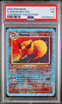 PSA 1 PR 2002 Pokemon Legendary Collection Flareon 10/110 Reverse Holo Foil Rare - Image 1
