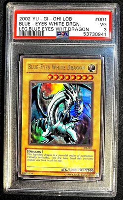 Yu-Gi-Oh! PSA 3 VG LEGENDARY BLUE-EYES WHITE DRAGON LOB 2002 #001 HOLO =GRD740= - Image 1