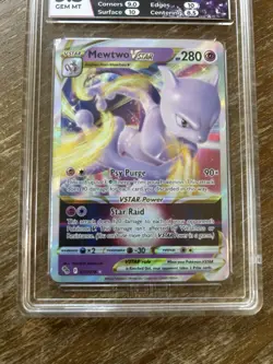 Mewtwo VSTAR 031/078 Pokemon GO HGA 9.5 GEM MINT Full Art Pokemon Card - Image 3