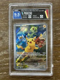 Pikachu SVP 027 Paldea Evolved Black Star Promo HGA 9.5 GEM MT Pokemon Card - Image 1