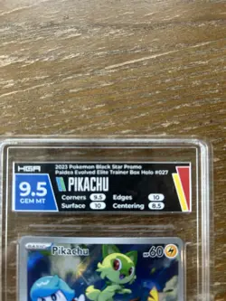 Pikachu SVP 027 Paldea Evolved Black Star Promo HGA 9.5 GEM MT Pokemon Card - Image 4