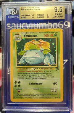 2000 POKEMON BASE SET 2 HOLO VENUSAUR #18 BGS 9.5 GEM MINT - Image 1