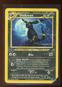 DAMAGED 2001 Neo Discovery Umbreon 13/75 Holo Foil Pokemon WOTC Moonbreon - Image 1