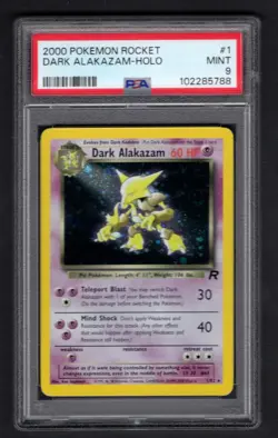 2000 Pokemon Rocket #1 Dark Alakazam-Holo PSA 9 Mint - Image 1