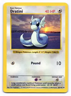 Dratini 26/102 Uncommon Base Set Pokemon Shadowless MP - Image 1