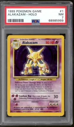 Pokemon Base Set Unlimited Alakazam 1/102 PSA 7 - Image 1