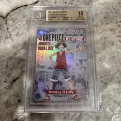 BGS 10 PRISTINE One Piece Card Monkey.D.Luffy US College Basketball Voyage Promo - Image 1