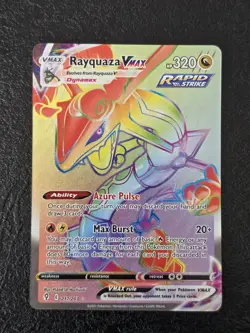 Pokemon TCG Rayquaza VMAX Evolving Skies Rainbow Rare Card 217/203 - Image 1