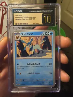 CGC 10 PRISTINE Glaceon 040/187 Terastal Festival SV8a Japanese Pokemon Card - Image 1