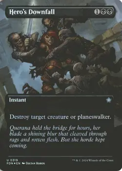 MTG Hero's Downfall (0319) *FOIL* Borderless Foundations MT/NM Combined Shipping - Image 1