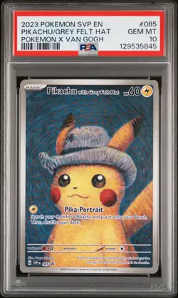 2023 POKEMON SVP EN-SV BLACK STAR PROMO #085 PIKACHU WITH GREY FELT HAT PSA 10 - Image 1