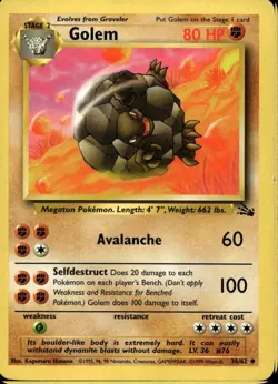 Golem 36/62 Uncommon WOTC Fossil Pokemon - Image 1