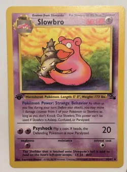 Pokemon Slowbro 43/62 Fossil Unlimited Edition 1st Edition NM MUST SEE - Image 1