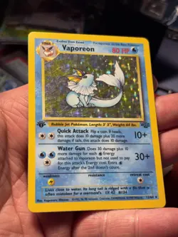 Vaporeon Holo Rare Pokemon TCG Jungle 12/64 1st Edition Heavy Played - Image 1
