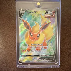 Pokemon Flareon V Ultra Rare Single Strike Holo SWSH07 Evolving Skies 018/203 - Image 1