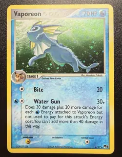 Pokemon TCG Vaporeon 6/17 Pop Series Promos, Holo Rare Card - Image 3