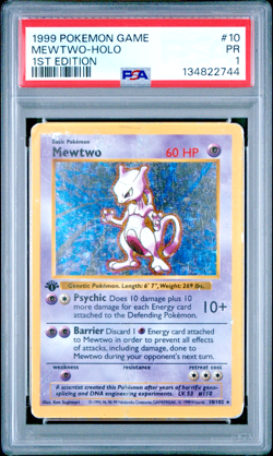 PSA 1 1999 1ST EDITION Base Set Shadowless Mewtwo 10/102 Holo Foil Rare Pokemon - Image 1