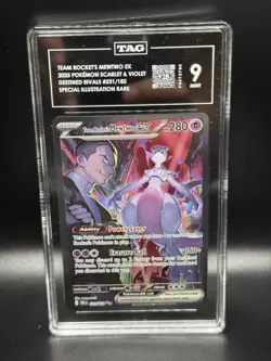 Team Rocket’s Mewtwo ex #231 TAG 9 MINT SIR Pokemon Destined Rivals 2025 Near 10 - Image 1