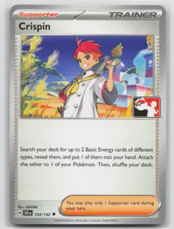 Play! Pokemon Prize Pack 6 Stellar Crown 133/142 Crispin M/NM - Image 1