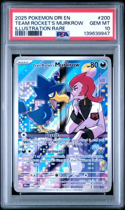 2025 POKEMON DRI EN-DESTINED RIVALS #200 TEAM ROCKET'S MURKROW PSA 10 - Image 1