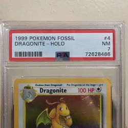 Pokemon Dragonite 4/62 1999 Fossil Holo PSA 7 NM - Image 2