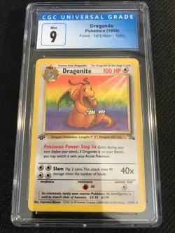 CGC 9 MINT Dragonite 19 Fossil 1st Edition Pokemon Card - Image 1